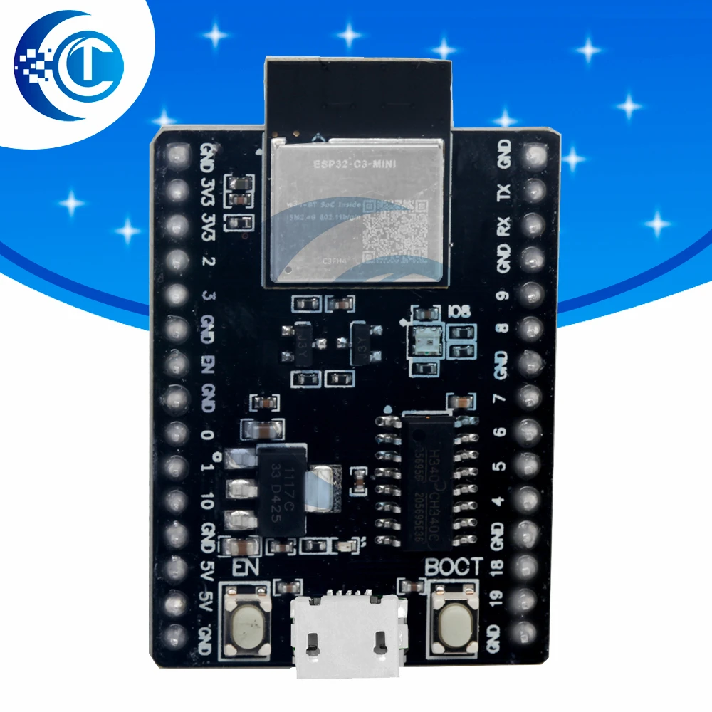 ESP32‑C3 Core Development Board with ESP32‑C3‑MINI‑1 Module, WiFi & Bluetooth 5.0 Wireless Module