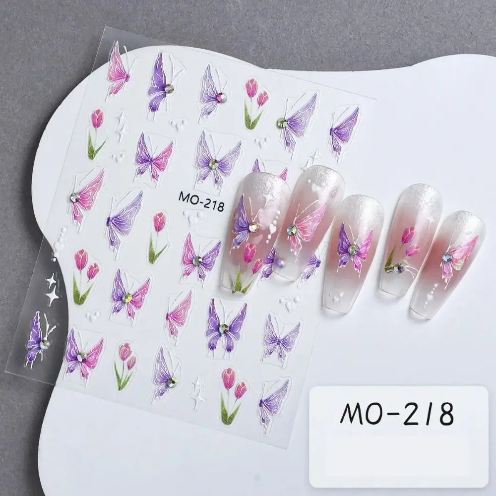 Aurora Schmetterling 3d Nail Art Aufkleber selbst klebende süße Maniküre Aufkleber Mode funkelnde Nail Art Dekoration Frauen