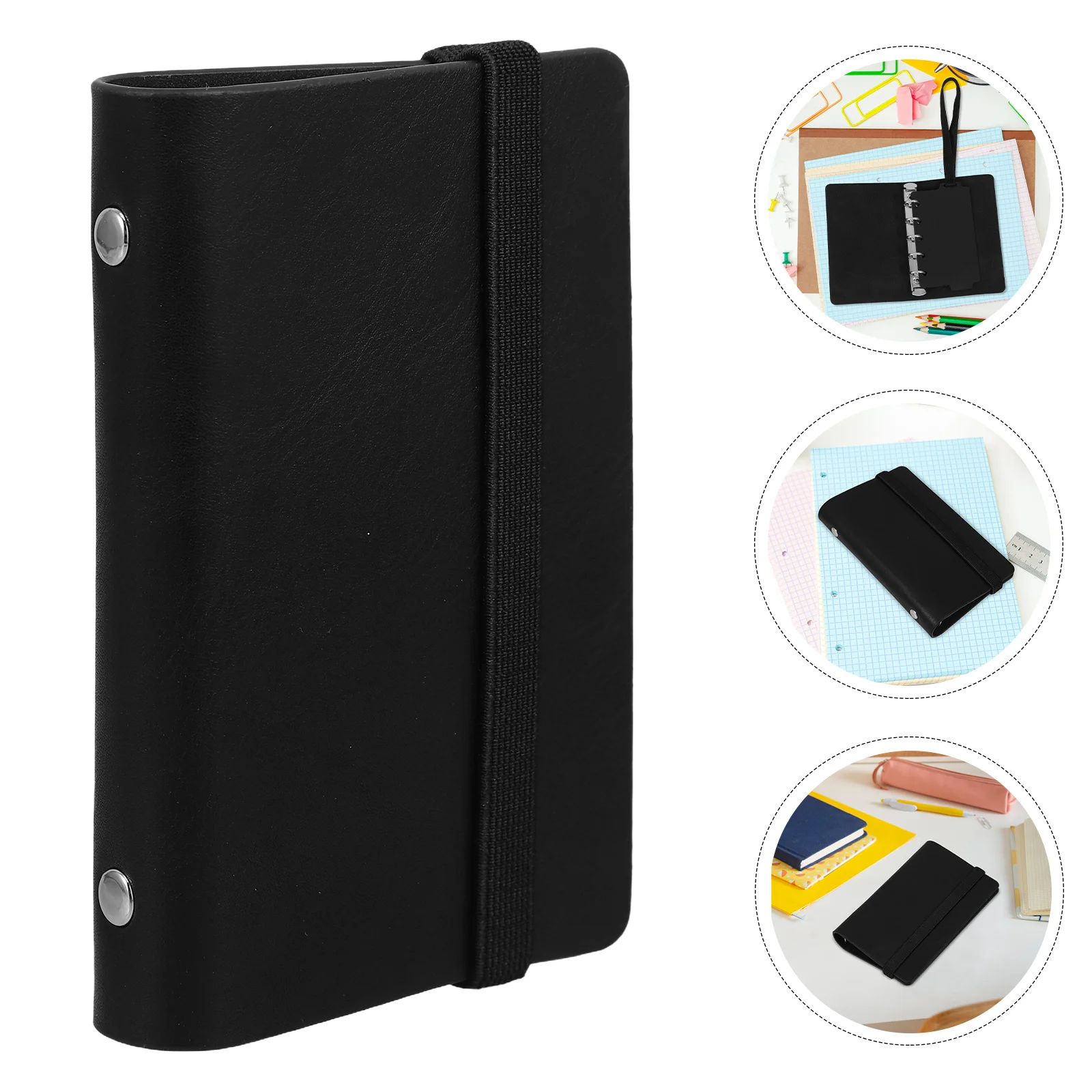

1Set M5 PU Journal Cover Slim Portable Binder Shell for Work Study Travel Notepad Folder Organizer Pocket Money Holder