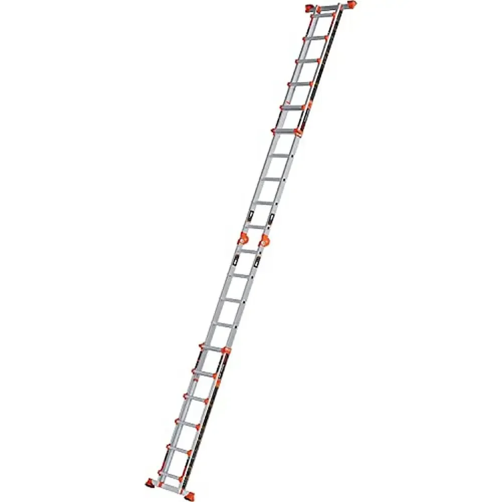 6 Step Aluminum Folding Telescoping Extension Ladder Anti-Slip Multi-Position 22 Ft Load 330 lbs Foldable Security Guard Safety