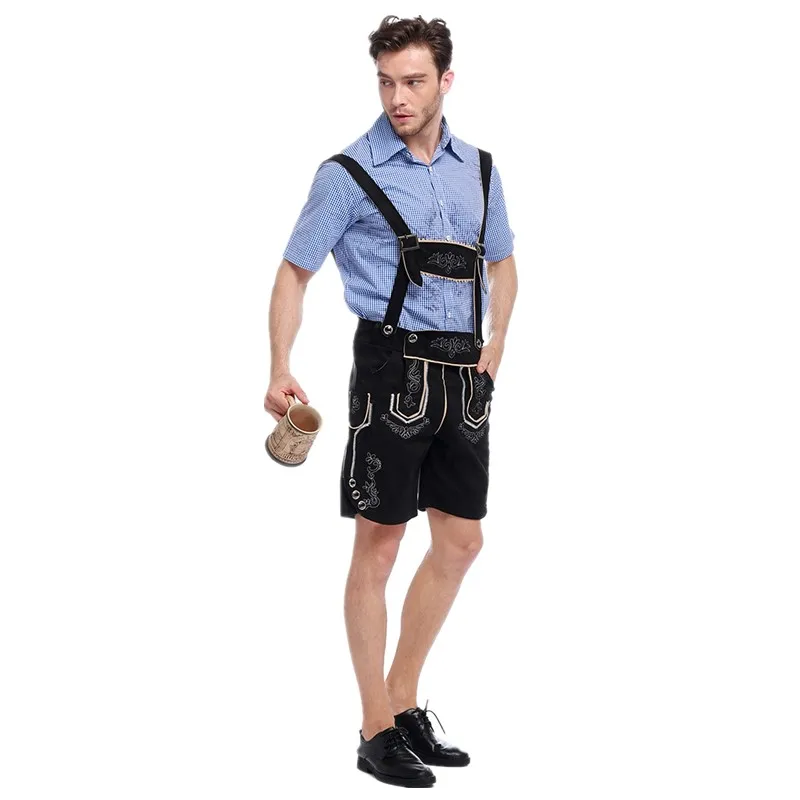 Halloween Deutschland Herren Oktoberfest Bierkostüm Bayerisches Traditionelles Festival Deluxe Cosplay Karneval Party Lederhosen Shorts – Detail 2