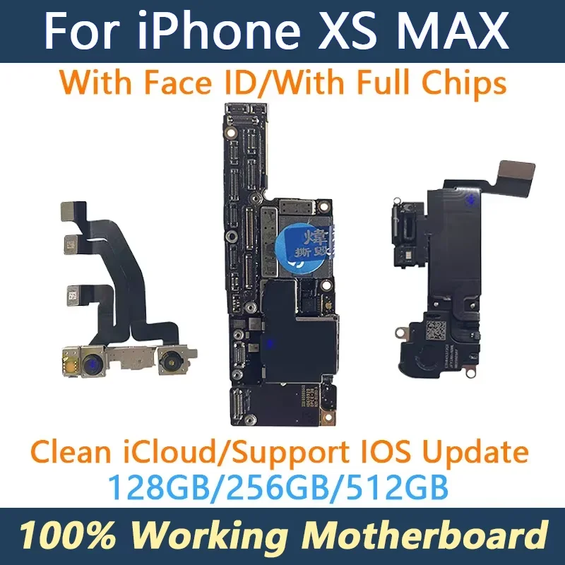 Working Free iCloud For iPhone Xs Max Motherboard mainboard With Face ID iCloud Unlocked Board IOS System 64GB 256GB all Tested