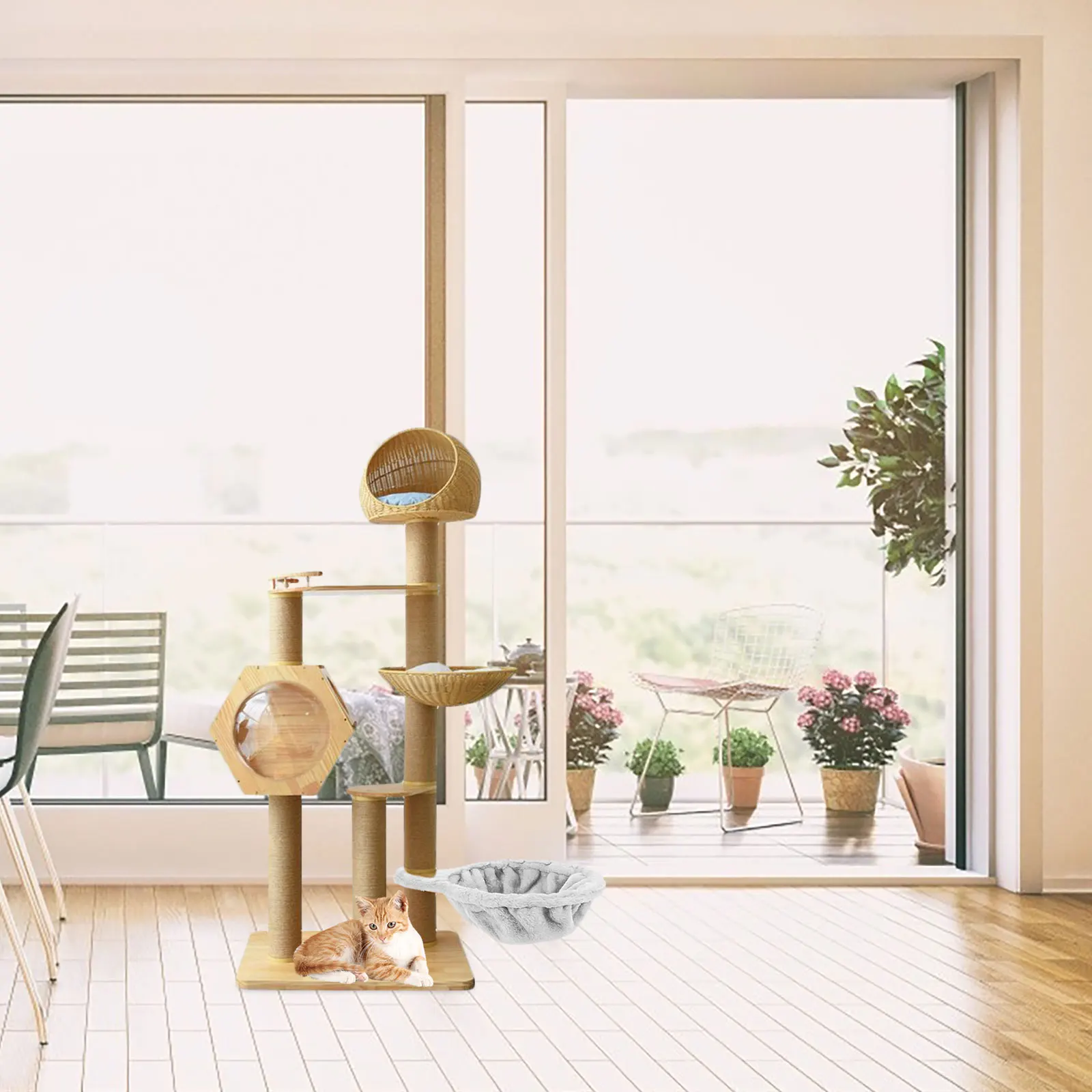 Tempat Tidur Gantung Kucing Besar, Keranjang Gantung Dalam Ruangan Untuk Kucing, Sarang Hewan Peliharaan yang Lembut, Aksesori Pengganti, Tempat Tidur Rangka Panjat