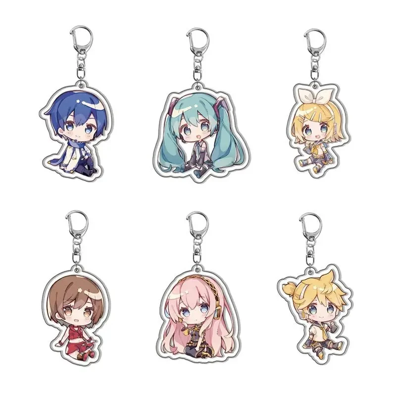 Game Hatsune Miku LAITO MEIKO Kagamine Rin Len Cosplay Cartoon Figure Acrylic Keychain Pendant Key Chain Ring Jewelry Fans Gifts