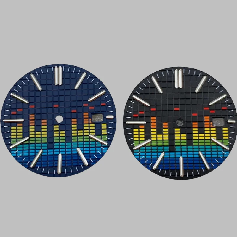 Novo 31.8mm nh35 dial treliça símbolos de música personalizados sem logotipo verde luminoso para nh35/nh36 movimento relógio acessórios