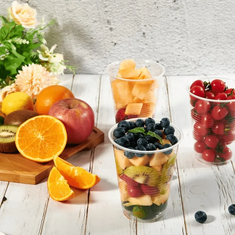 50/100PCS Disposable Transparent Plastic Cups Kitchen Utensils for Party Birthdays Coffee Cold Drinks Fruit Containers view 5