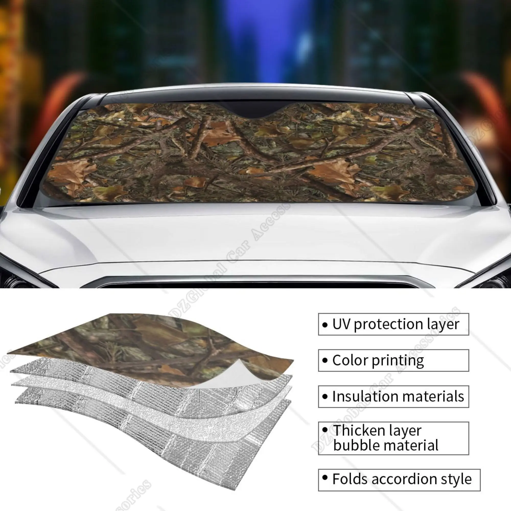 Camouflage Hunting Car Windshield Sunshade Front Window Sun Visor Protector Foldable Shield Cover for Truck SUV