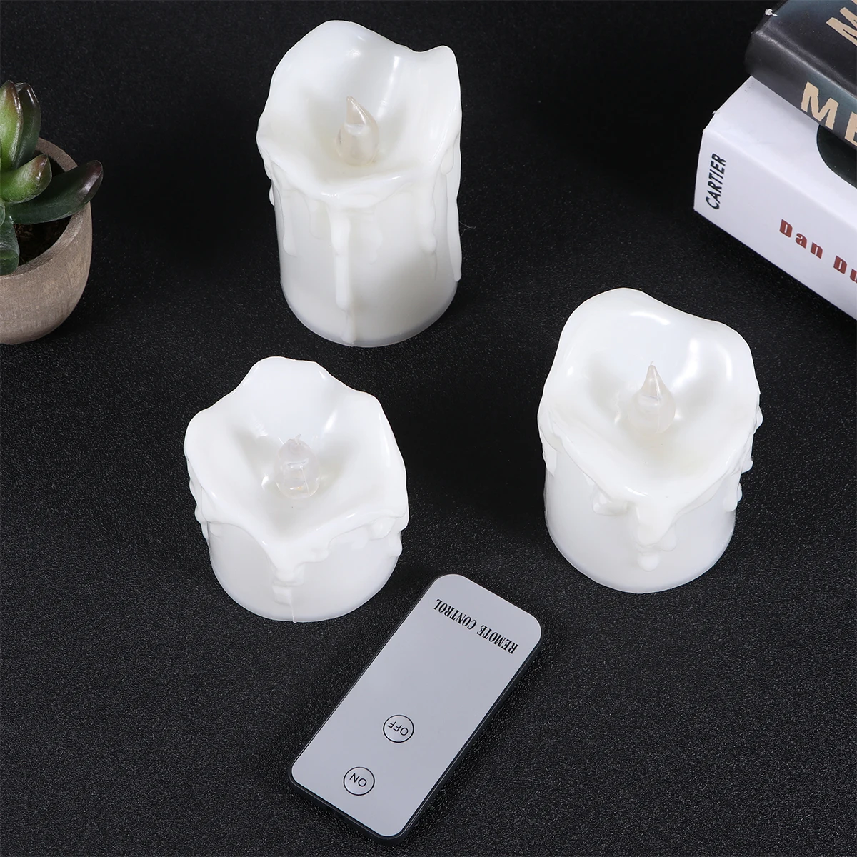 

3pcs LED Candles Remote Control Decorative Tear Flackering Lights Festival White Warm Atmosphere Safe Home Restaurant