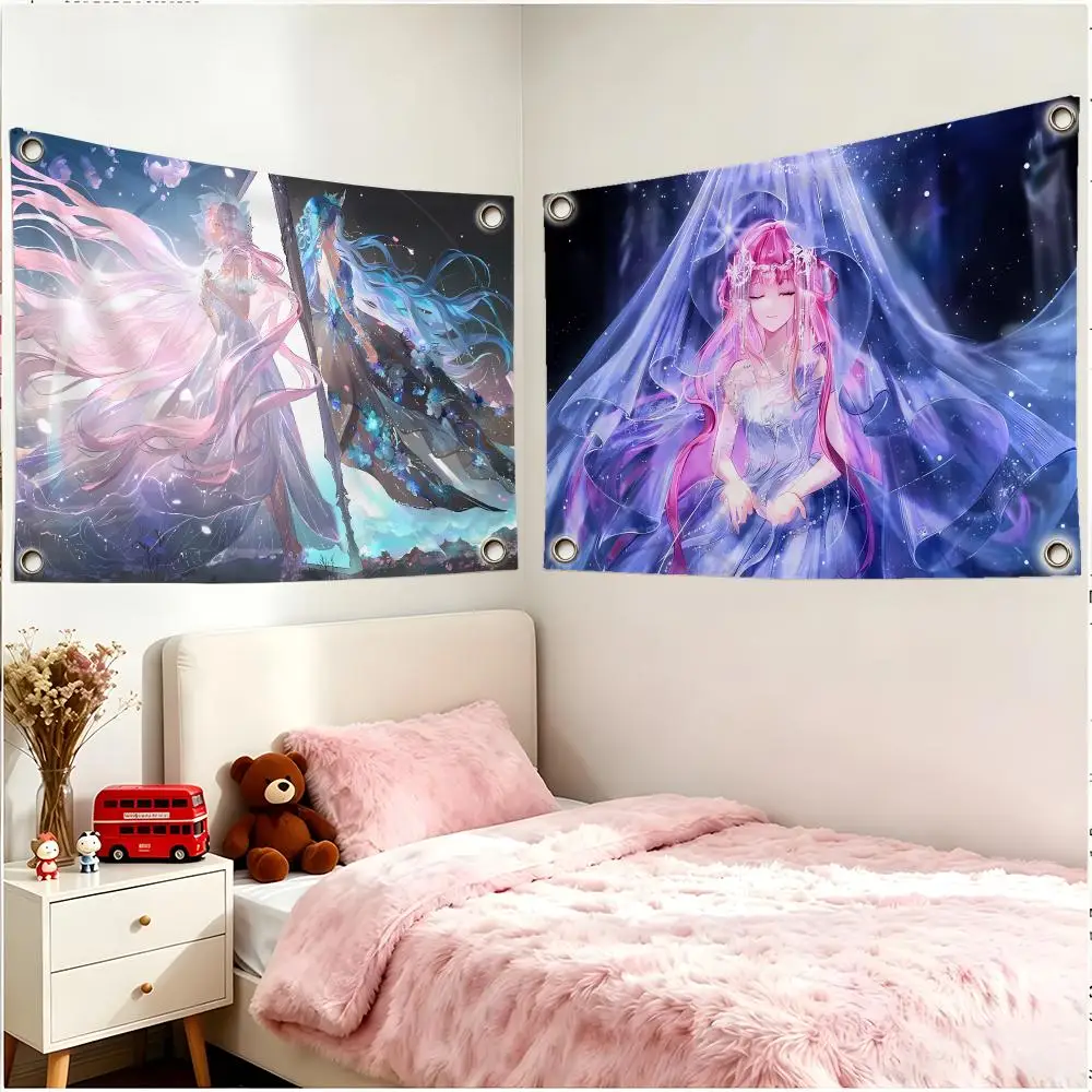 Enchanting Fashionable Game I-Infinity Nikki Flags Four Ring Ornament Indoor Outdoor Decor Simple Hanging Mount Gift