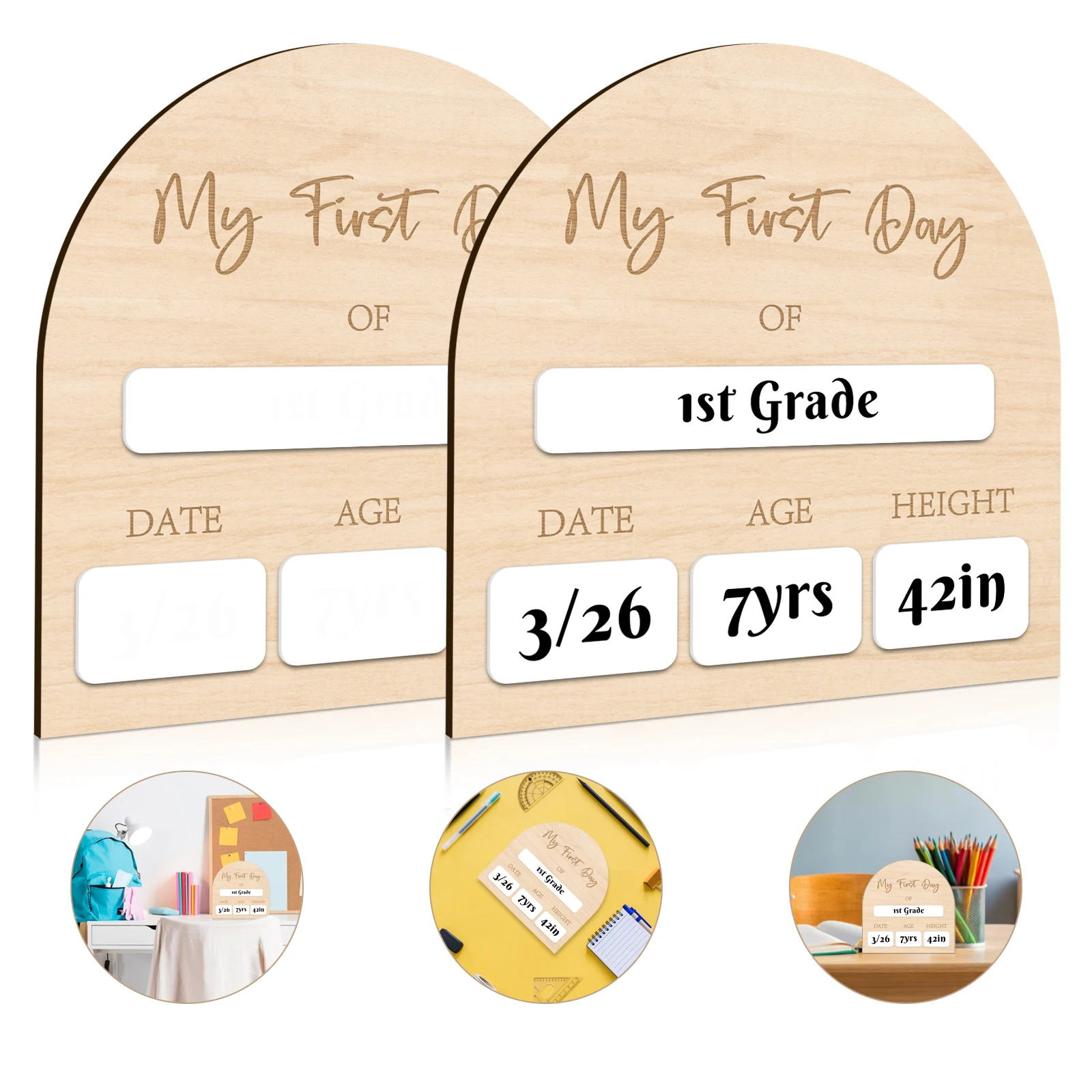 'My First Day Of' Wooden Milestone Board – White Reusable Photo Prop Sign for any one day celebrations Memories