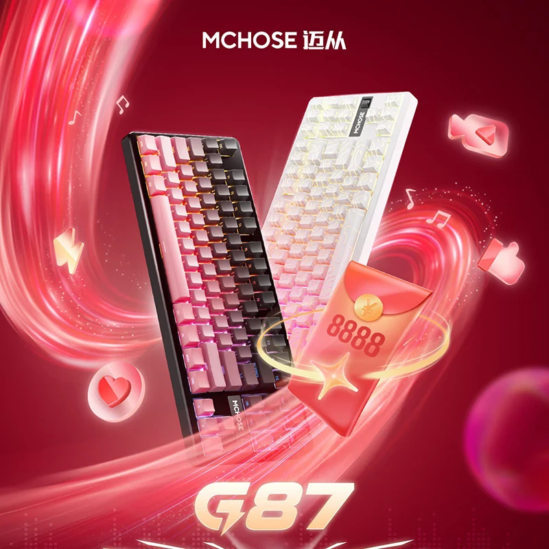 MCHOSE G87 V2 Customizable Mechanical Keyboard Tri Mode Wireless Bluetooth 16 Million Colors ARGB Backlit For Gaming And Office