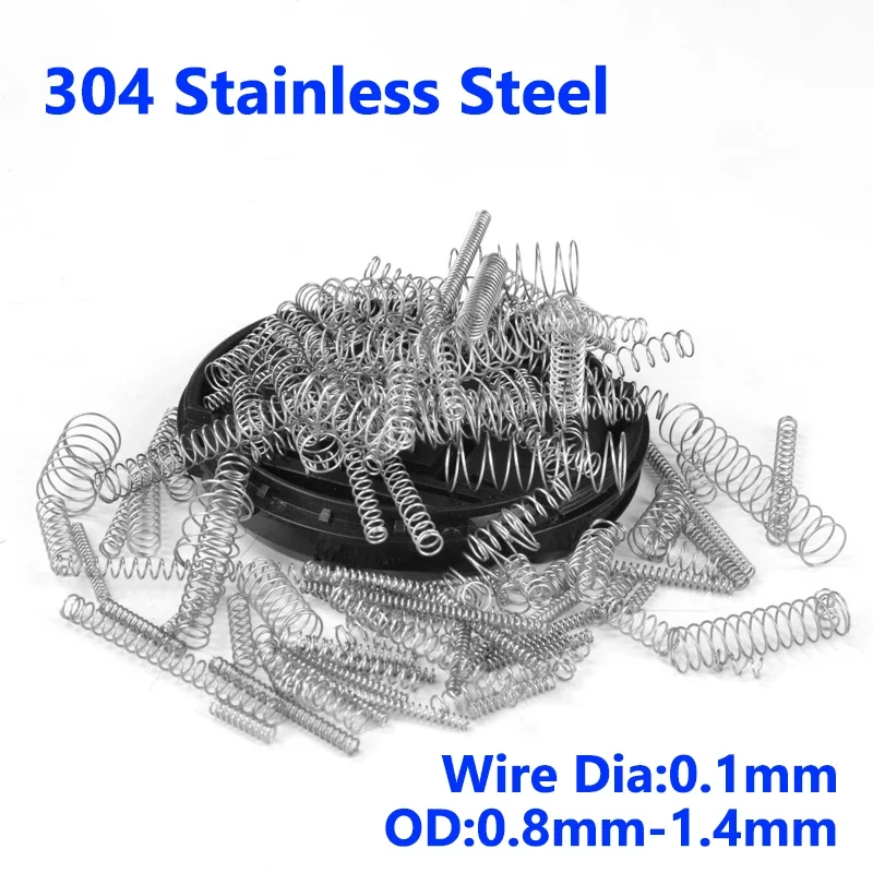 304 Stainless Steel Micro Small Return Compression Spring Compression Spring Wire Dia:0.1mm OD:0.8mm-1.4mm Length:5mm-25mm