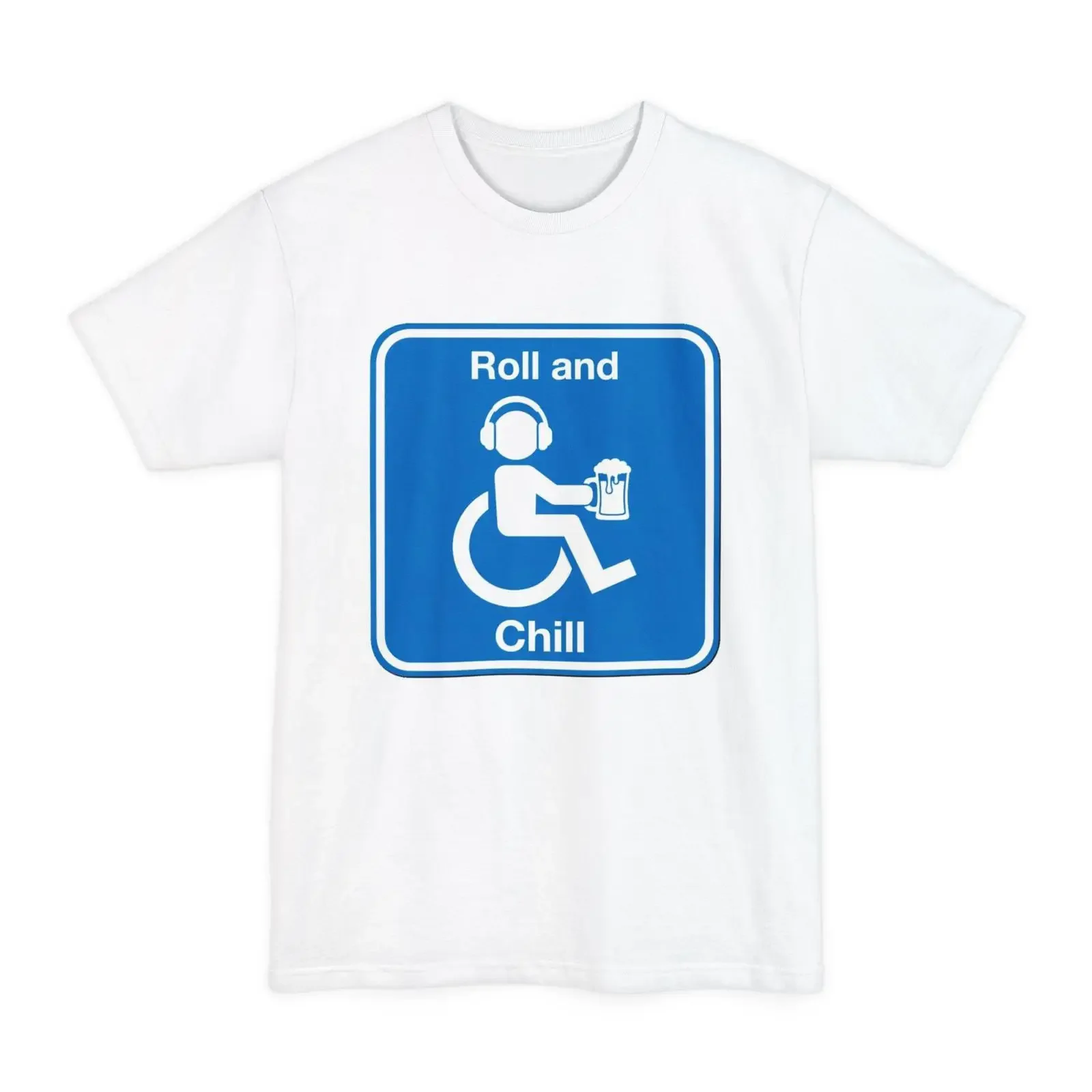 Roll and Chill Funny Wheelchair T Shirt Humorous Disability Beer Lover for User vintage Washed Stylish streetwear graphic