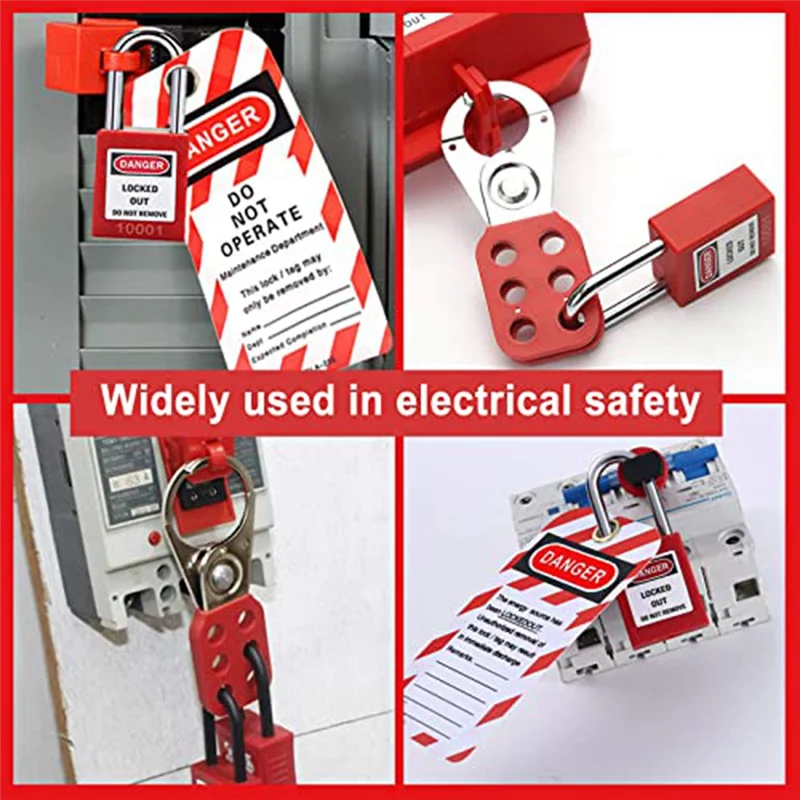 1 Set Lock Out Tag Kits With Hasps Red For Great Addition To Machinery, Electrical Equipment, Industrial Work, And More.
