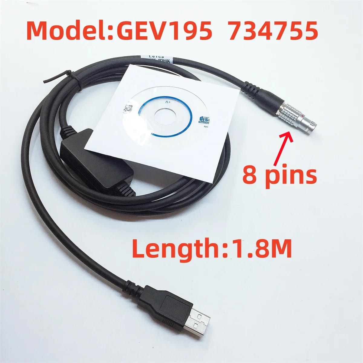 

New 1.8m GEV195 (734755) USB data cable for GPS GX1200, GRX1200 GPS surveying instruments cable 8 pin for Lei ca GPS