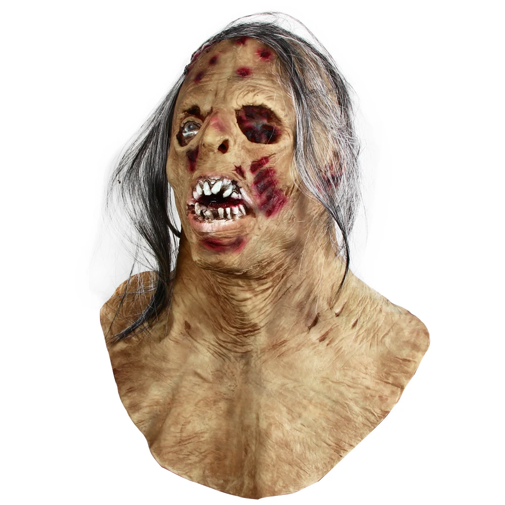 Đáng Sợ Zombie Head Mặt Nạ Cao Su Creepy Halloween Trang Phục Đạo Cụ Kinh Dị Dành Cho Người Lớn Fancy Dress Đảng Trang Trí