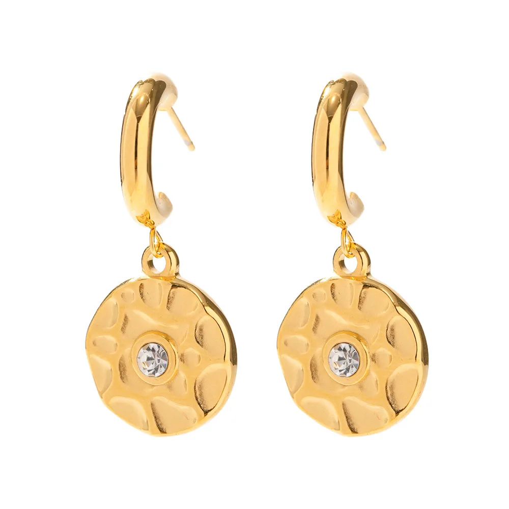 

Stainless Steel PVD 18K Gold Plated Tarnish Waterproof Zircon Rhinestoned Drop Earrings For Woman Jewelry Wholesale Trendy