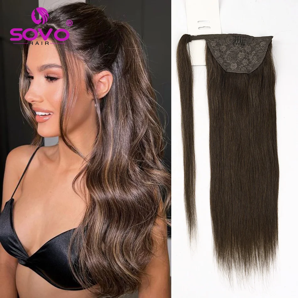 

120 грамм человеческих волос с конским хвостом, обертывание вокруг конского хвоста, прямые бразильские 100% заколки из человеческих волос Remy, наращивание хвоста 18-24 дюйма