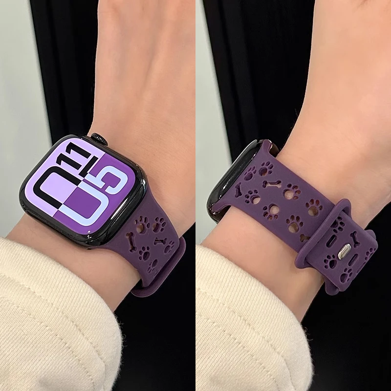 الكلب باو سيليكون حزام ل سوار ساعة يد آبل 49 مللي متر 46 مللي متر 45 مللي متر 44 مللي متر 41 مللي متر 40 مللي متر 38 مللي متر كوريا سوار سلسلة 10 9 8 7 6 5 4 3 SE Ultra2