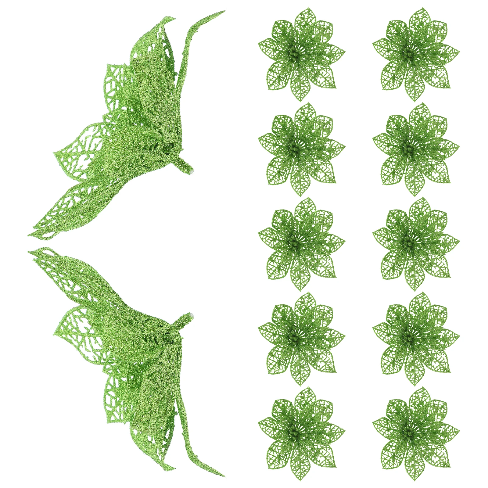 

12 Pcs Artificial Flowers Christmas for Decoration Ornaments Glitter