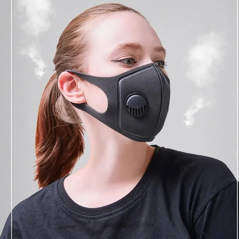 1-3PCS Anti Pollution Face Mask with Breathing Valve - PM2.5 Dustproof 3D Breathable for Men & Women, Black Filter Mouth Cover