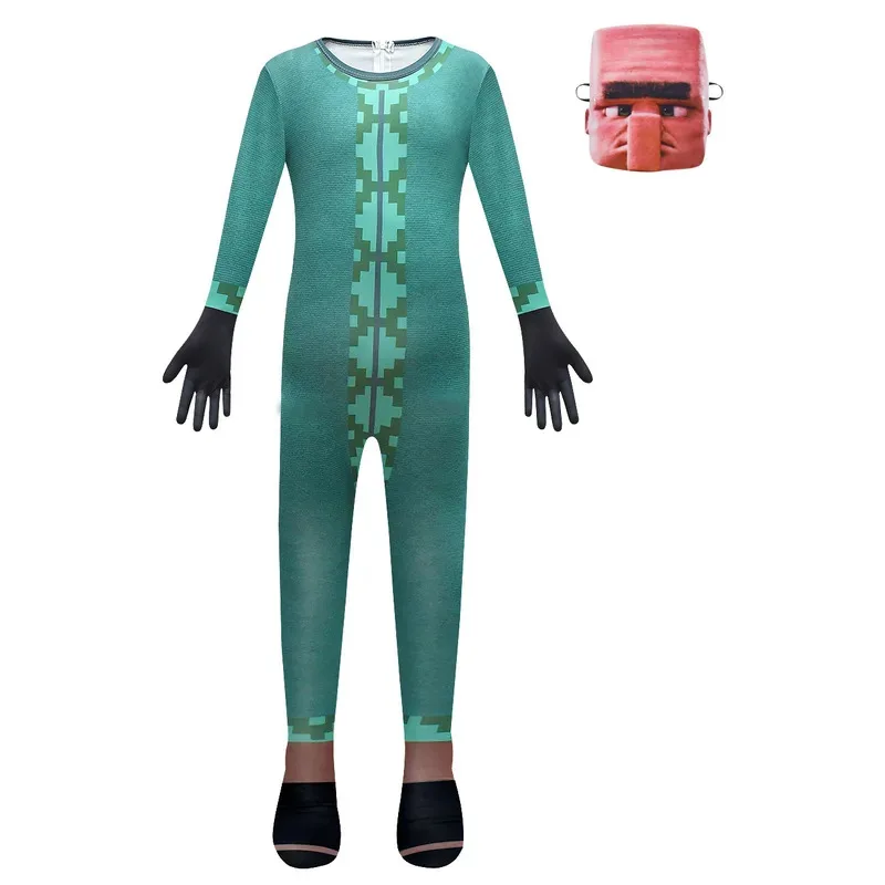 어린이를위한 LQHalloween 코스프레 의상 마이 월드 치킨 조키 COS 킬러 비 핑크 양 점프 슈트 마스크 세트 소년 성능 의류