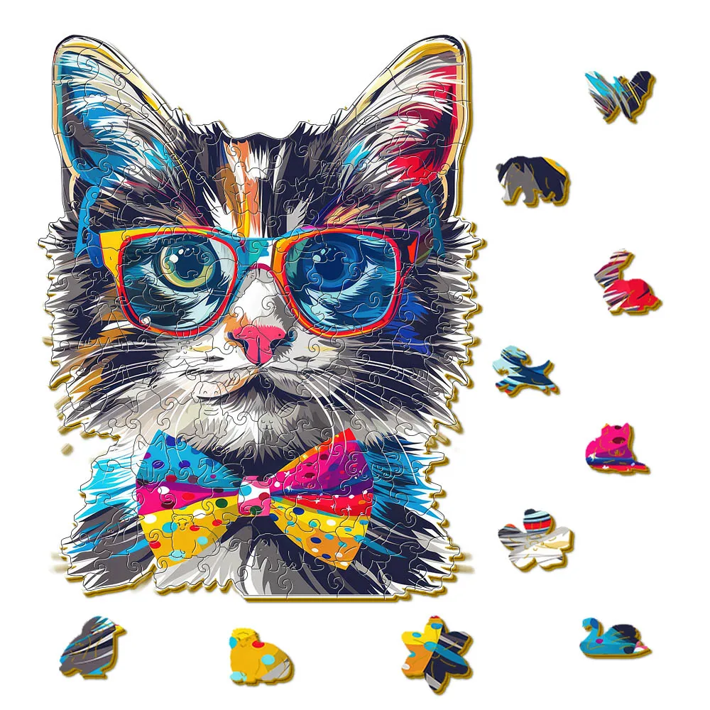 صندوق هدايا خشبي على شكل قطة هدية رائعة غير منتظمة على شكل حيوان بازل قطع شخصية للكبار هدية فريدة من نوعها للعائلة inte