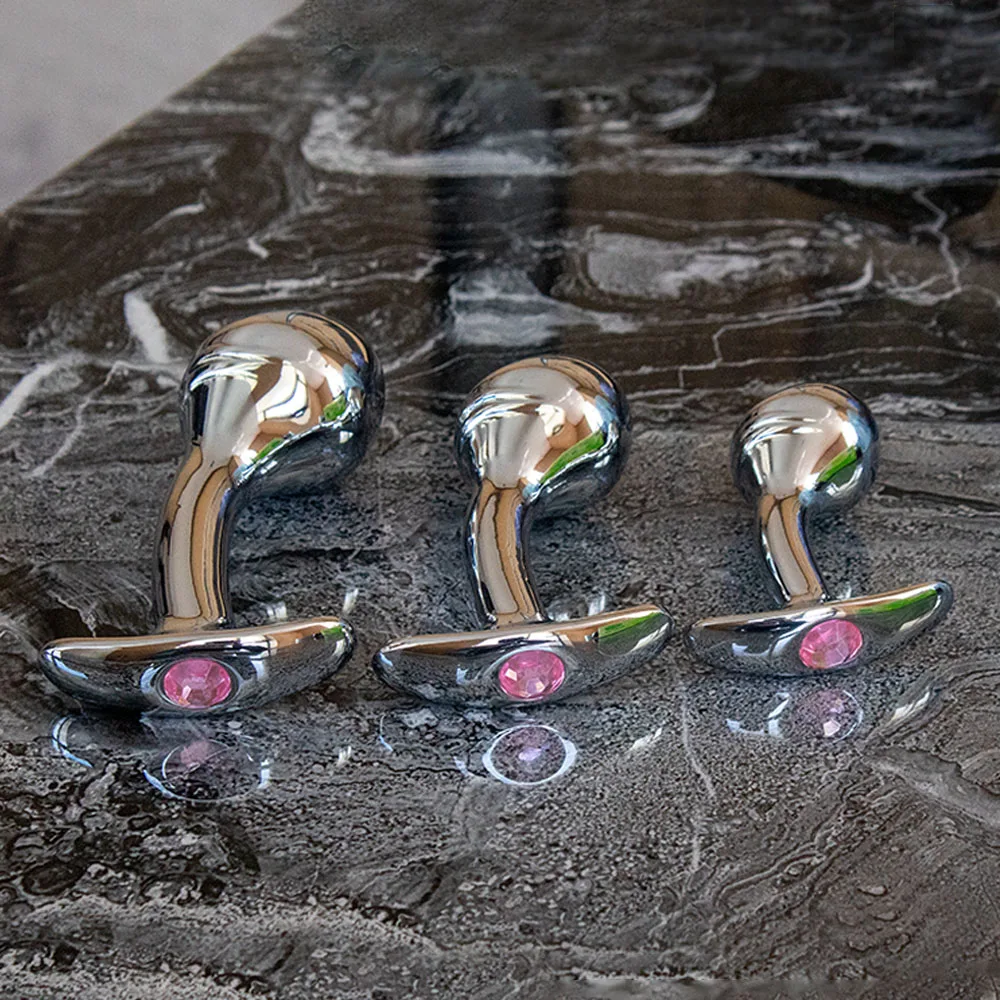 Heavy Stainless Steel Anal Butt Plug Metal Anal Beads Below Diamond Insert Ass Vaginal Flirting Supplies BDSM Sex Toys Adult