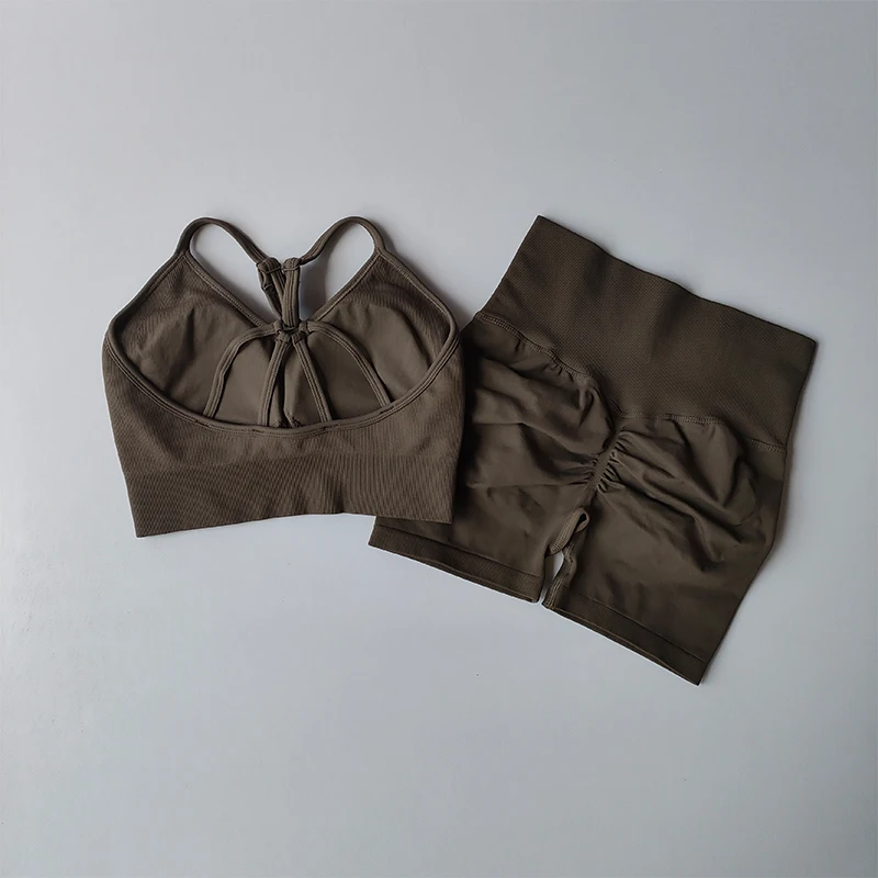Po-Formende Fitness-Shorts Set für Damen, Elastische Atmungsaktive Schnelltrocknende Sportunterwäsche, Schöner Rücken Yoga-Anzug – Detail 8