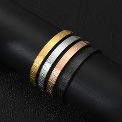 Luxury Stainless Steel Roman Numeral Man Bangle Hand Fashion Jewelry Couple Gifts