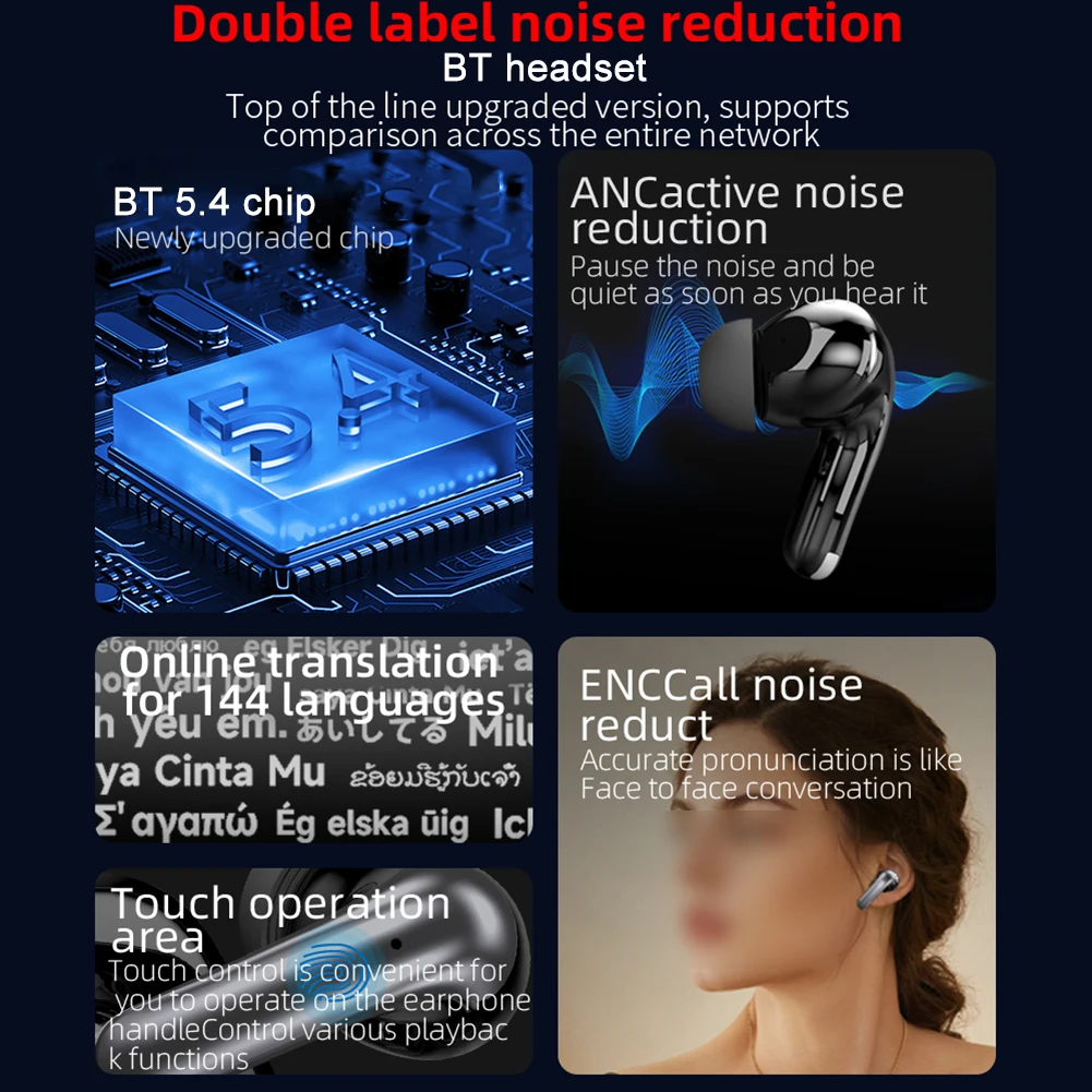 Compact Wireless Language Translator Earbuds with Advanced BT 5 4 Technology for Effortless Two Way Communication