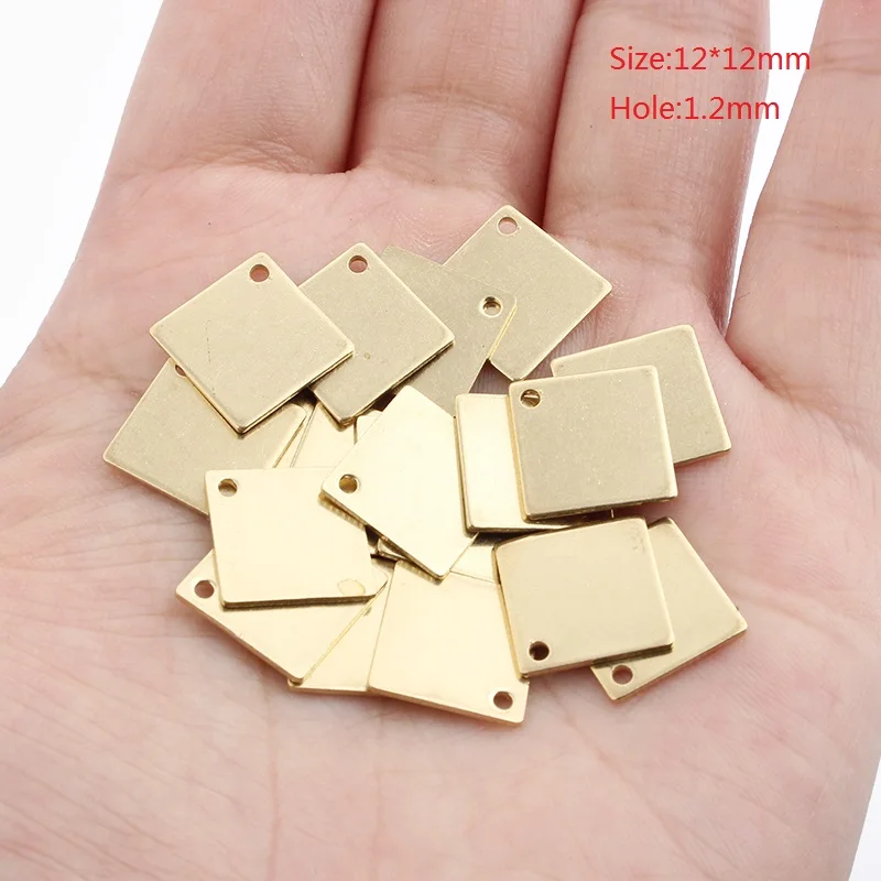 10pcs Raw Brass Rectangle Charms for DIY Jewellery Making
