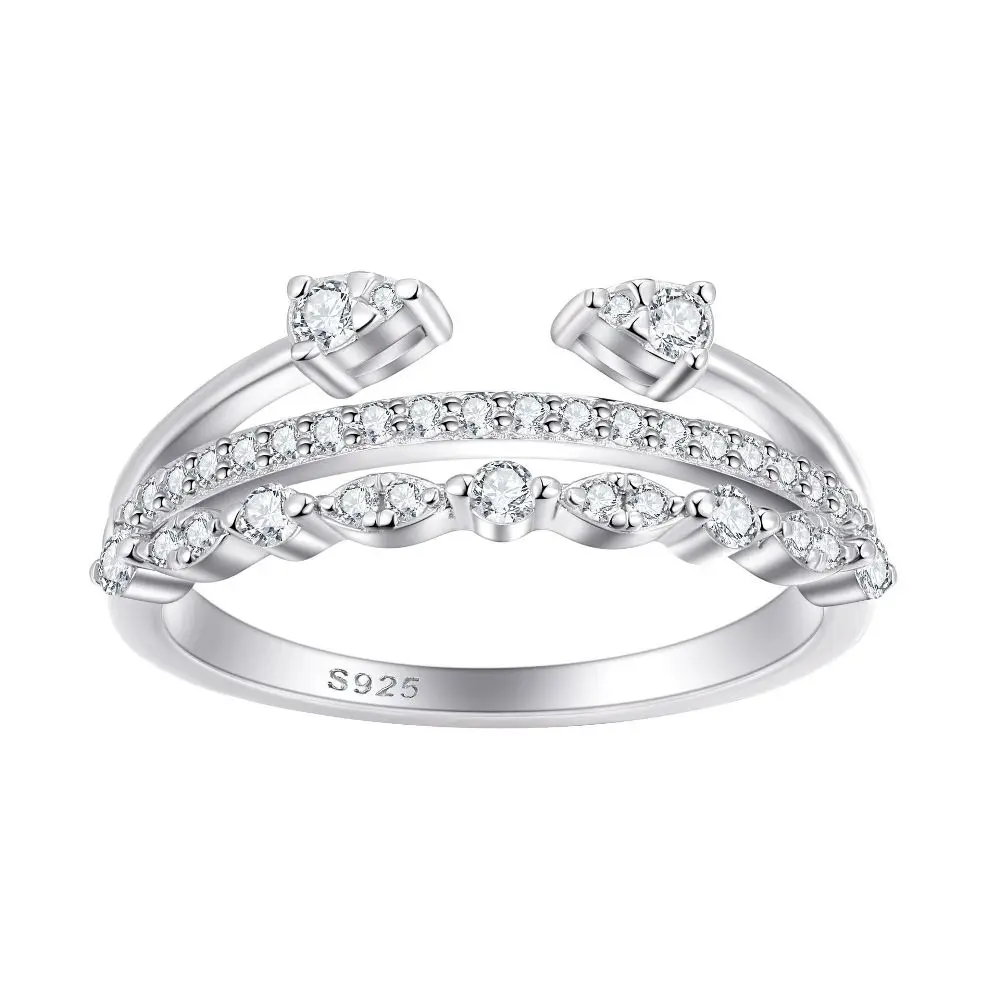 Luxury Full High Carbon Diamond Rings for Women - 925 Sterling Silver Engagement Ring & Ladies Wedding Band Party Jewelry Gift