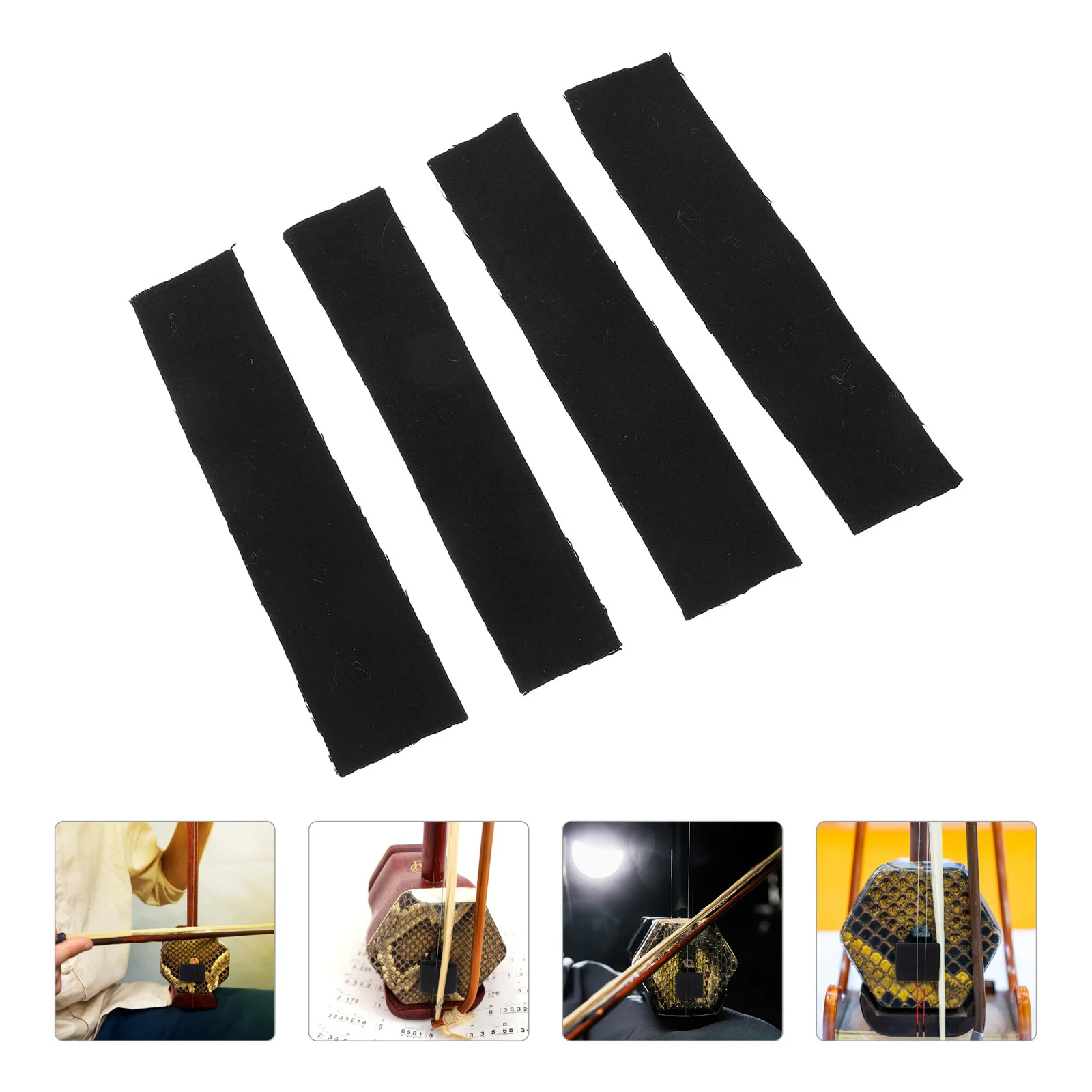 

4pcs Erhu Sound Dampening Pad Black Wool Felt Noise Reduction Filter Tone Enhancement Musical Instrument Accessories Quiet