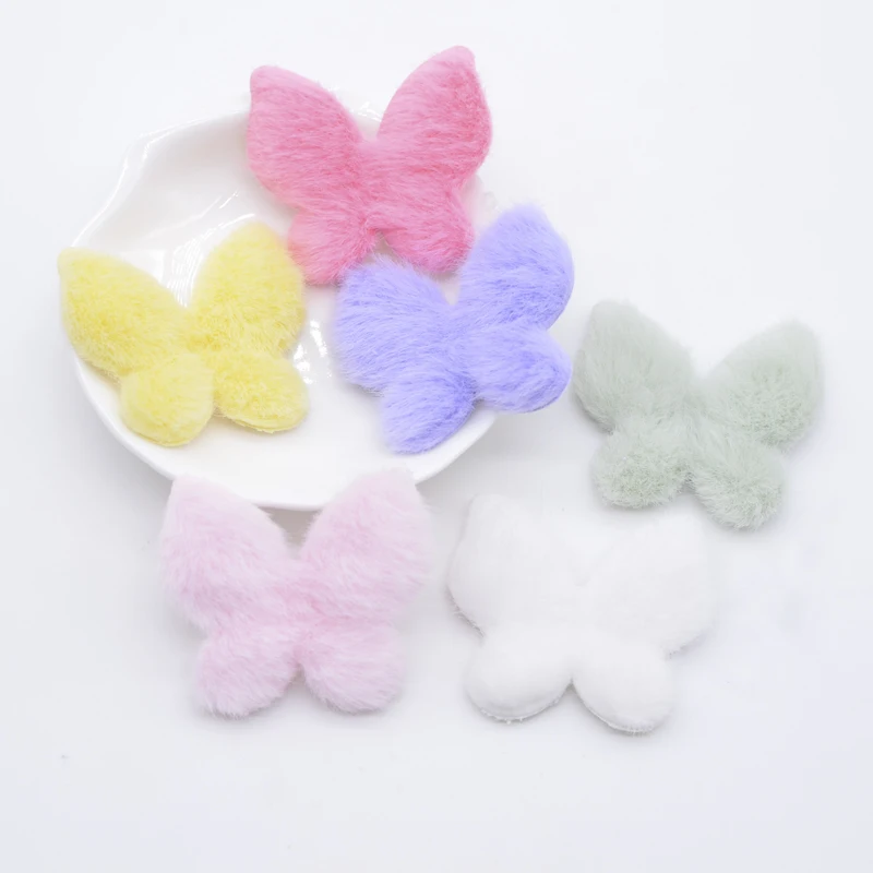 24Pcs Kawaii Butterfly Padded Plush Appliques for DIY Headwear Hair Clips Decor Accessories Clothes Hat Shoes Sewing Patches