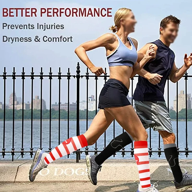 Chaussettes de compression en surpoids pour hommes et femmes, 20-30mmHg, élasticité, favorise le sang, course à pied, vélo en plein air, randonnée, soins médicaux