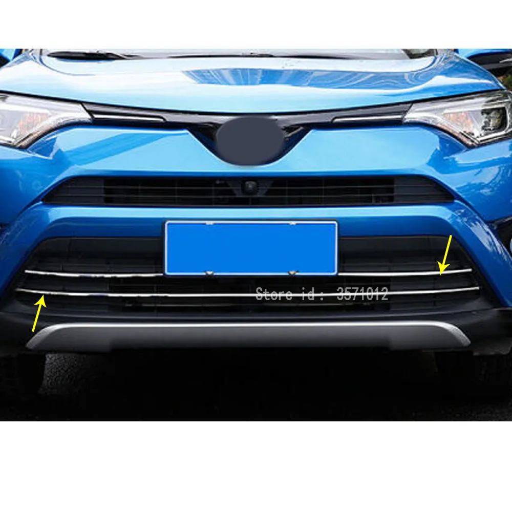 Car Stainless Steel Front Bottom Center Down Racing Grid Grill Grille Plating Decoration Parts For Toyota RAV4 2016 2017 2018