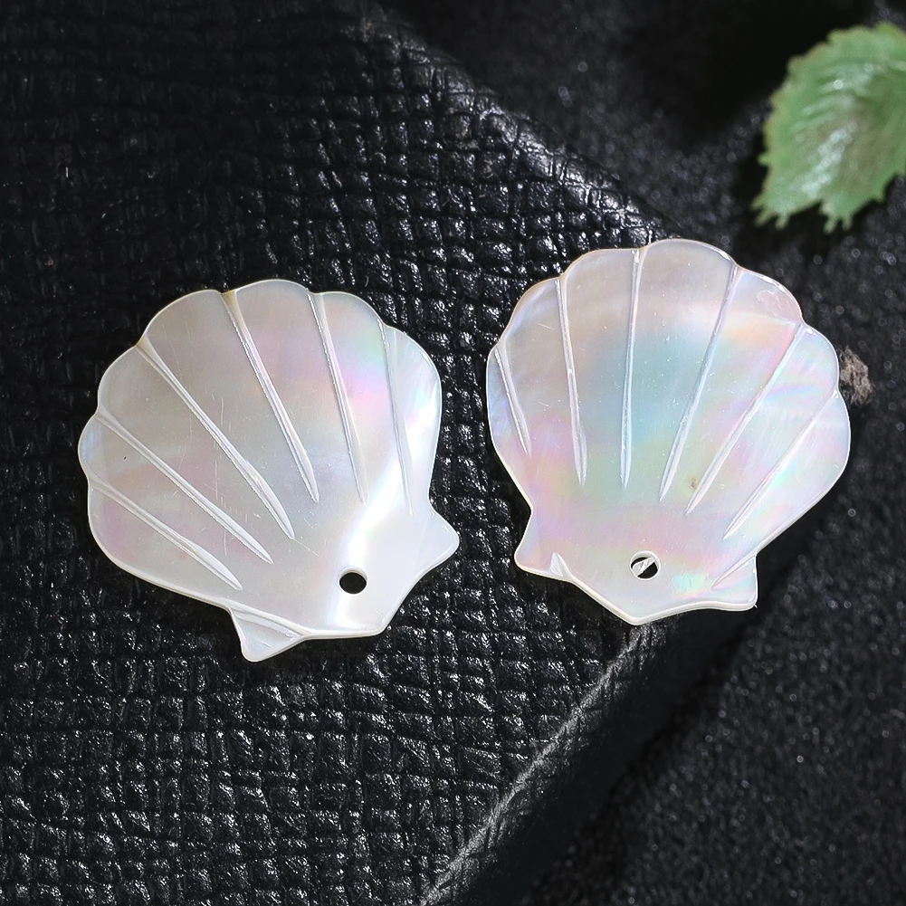 2pcs Natural Freshwater Shell Pendant Single Hole Handmade Outdoor Wind Chime DIY Jewelry Earrings Accessories Ocean Decor