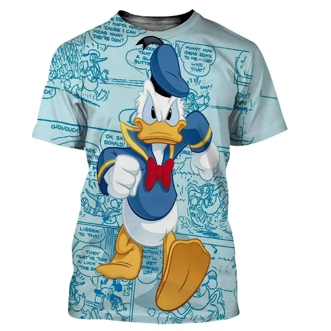 تي شيرت رسمي من ديزني دونالد داك جرافيك تي شيرت صيفي عصري رياضي من القطن الخالص تي شيرت رجالي ملابس أطفال تي شيرت Y2k امرأة