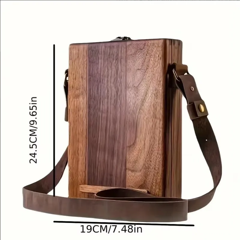 Vintage-Inspired Wooden Carry Case with Lid for Women, Outdoor Messenger Bag for Storing Tools and Sketch Supplies