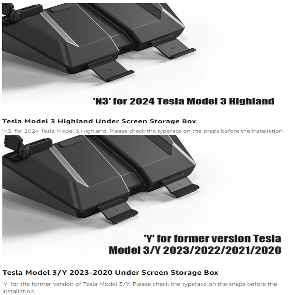 for tesla model 3/Y/highland accessories center console storage box #Under Screen Stora Ge Box With silicone mat