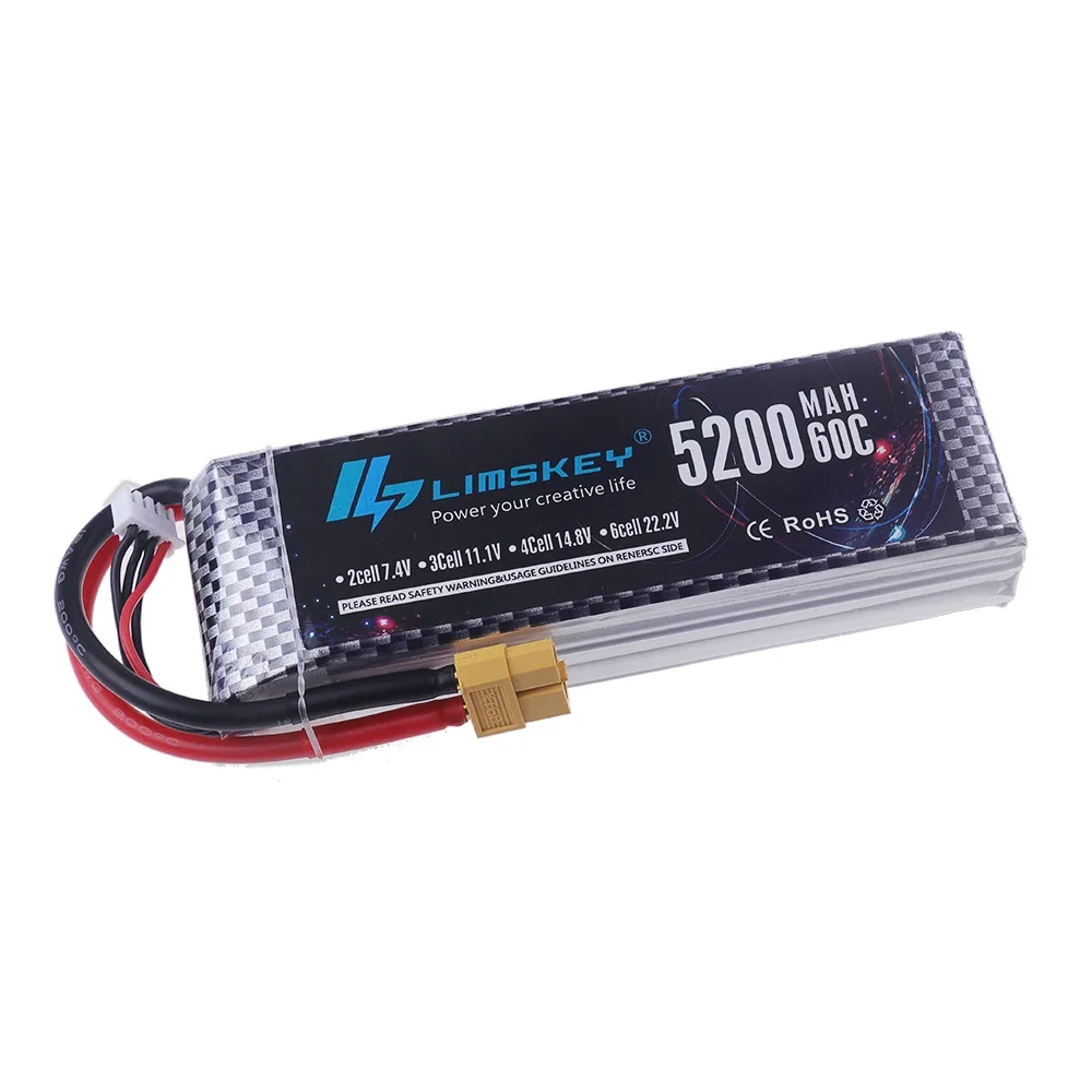 3S Lithium Polymer 11.1v 5200mAh 60C Rechargeable Batteries RC Car Drone Helicopter Aircraft Model Parts Toys