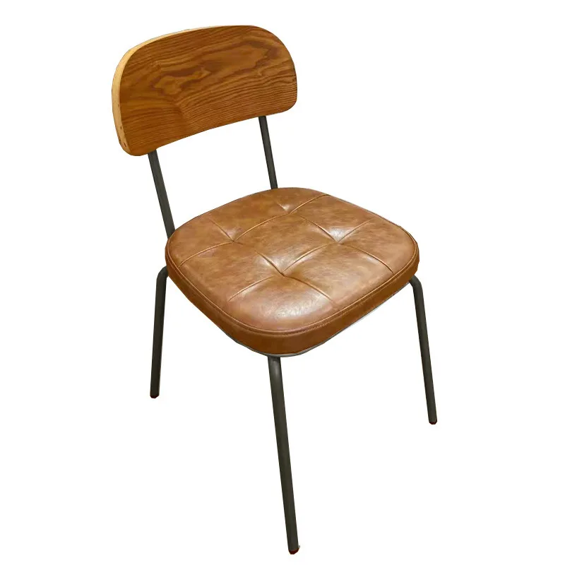 Light luxury retro dining chair wrought iron soft bag negotiation chair for home use