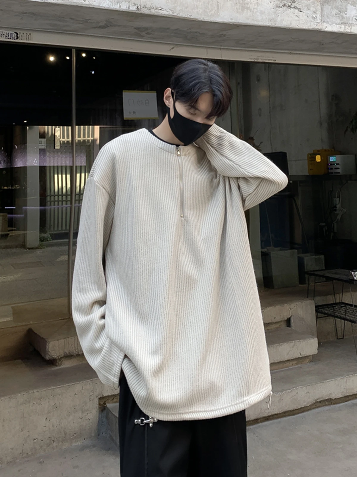 

2024 Spring Autumn Men's New Leisure Zipper Knitted Tops Male Long Sleeve Solid Color Jumpers Men O Neck Loose Sweater Top S129