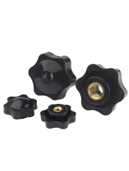 1pcs Plastic Five-Star Handle Through-hole Plum Blossom Shaped Hexagonal Handle Rubber Wood Knob Screw M4 M5 M6 M8 M10 M12