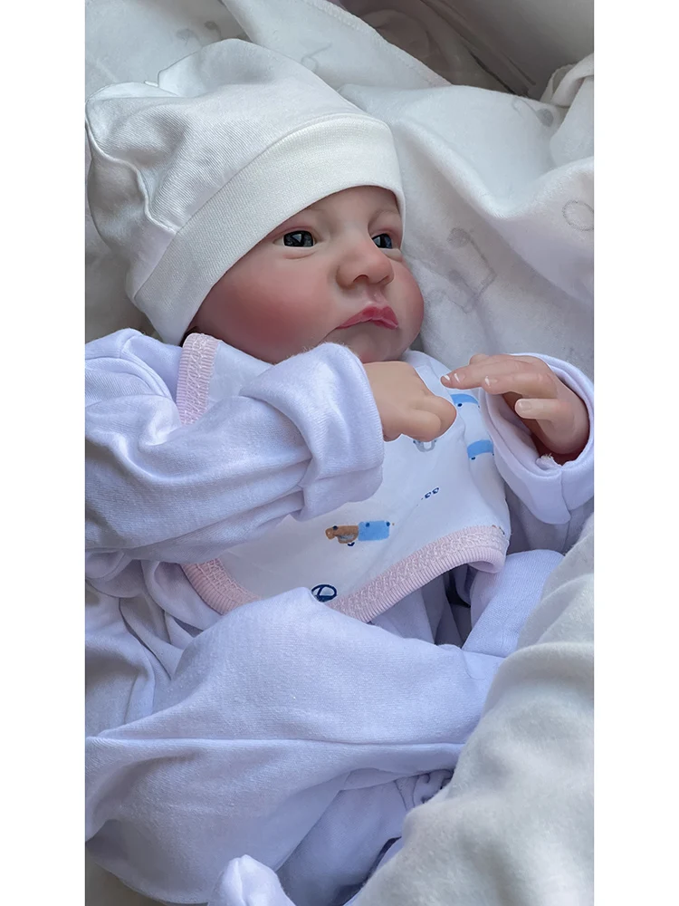 18INCH Reborn Baby Dolls Levi Awake Soft Cuddly Body Lifelike Newborn Baby 3D Skin with Visible Veins Collectible Art Dolls