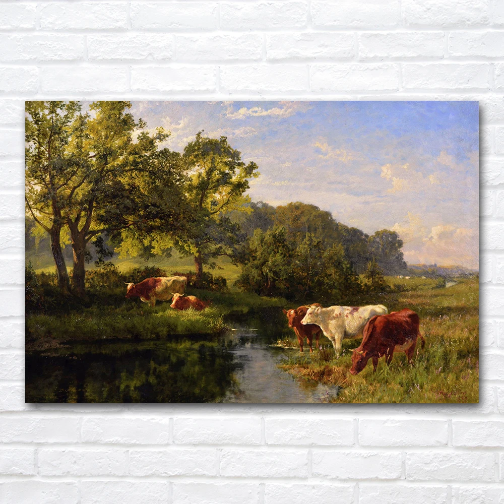 레트로 전원 풍경 캔버스 그림 포스터 프린트 벽 예술 그림 벽화 홈 데코 아이템 일러스트레이션