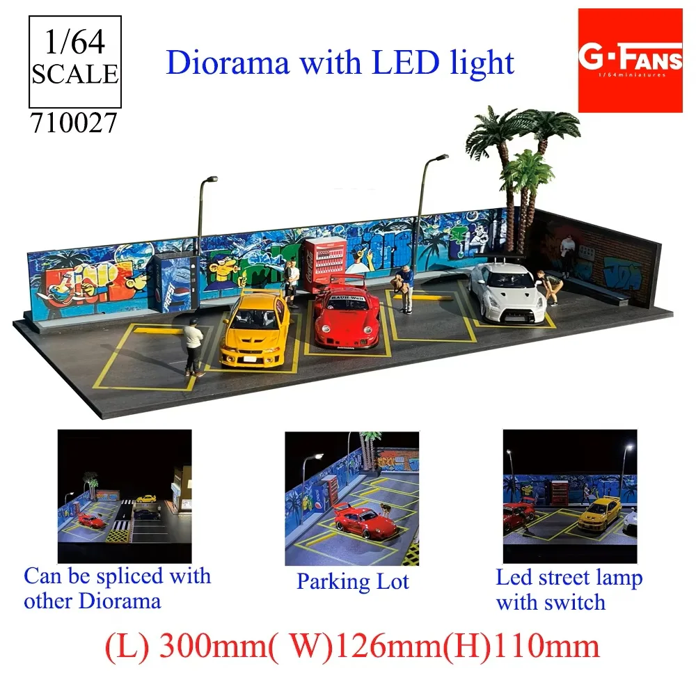 GFans 1/64 Schaal Auto Garage Miniaturen Model Parkeerplaats Diecast Scène Display Voertuig Scène Speelgoed Achtergrond Collectie
