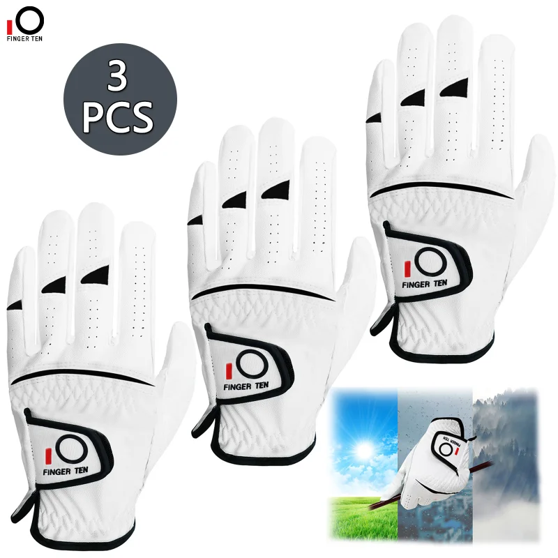 

3 Pack Golf Gloves Men Soft Cabretta Leather All Weather Grip Left-Hand Right-Hand Golfer Training S M ML L XL Drop Shipping