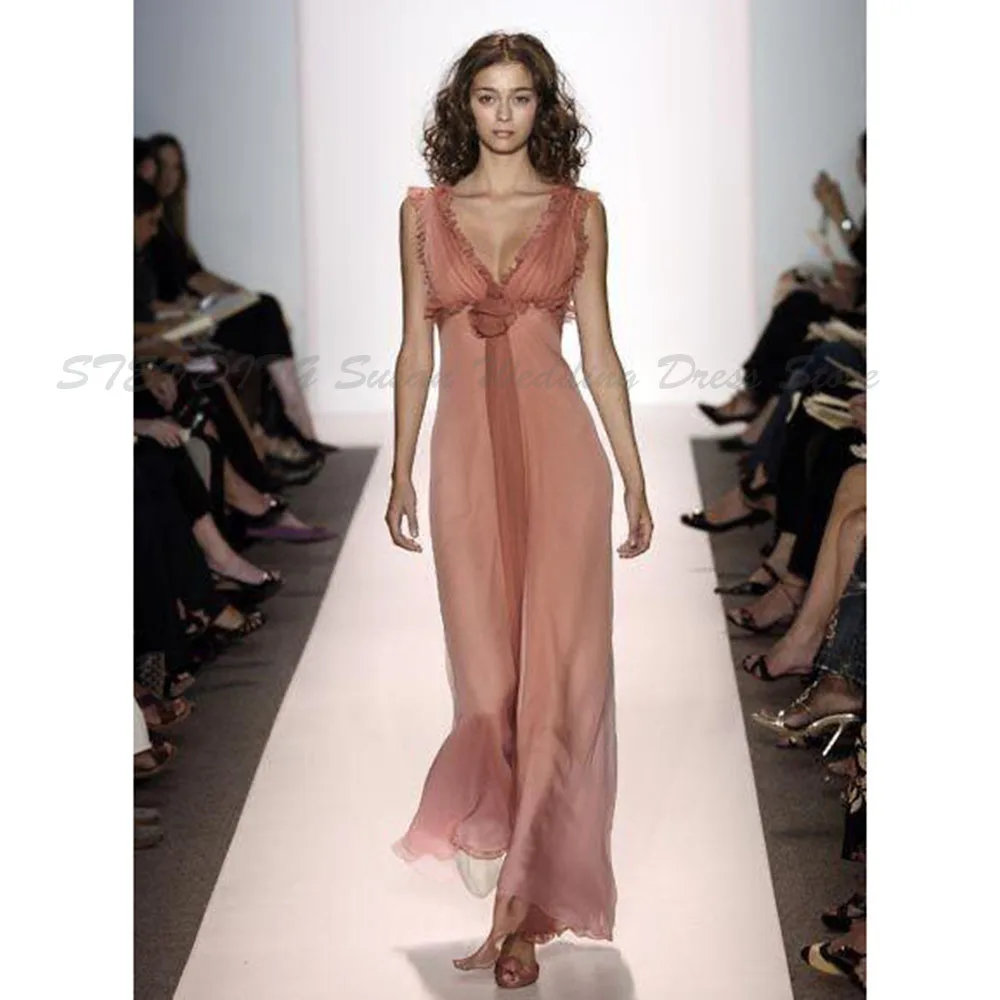 Elegant Evening Dresses For Women Floor Length High Quality V Neck Sleeveless Party Prom Gowns Fit Formal Occasion Special Event